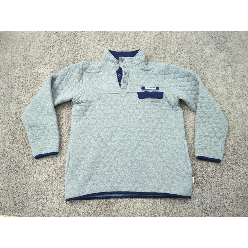 Magellan Outdoors Pullover Mens M Gray 1/4 Snap Campfire Quilted Flex ClassicFit